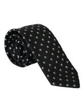 Dolce & Gabbana Black Logo Cotton Blend Adjustable Tie -  Neckties, Men -  Dolce & Gabbana.